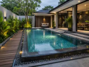 Layanan Jasa Kontraktor Kolam Renang harga pembuatan kolam renang per m2 sistem semi overflow batu alam sukabumi